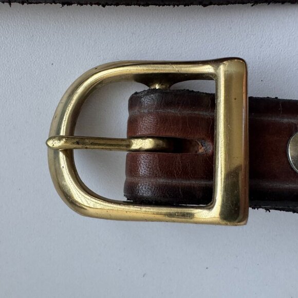 Vintage Genuine Leather Belt Solid Brass Buckle Brown Tooled 38” main image 4